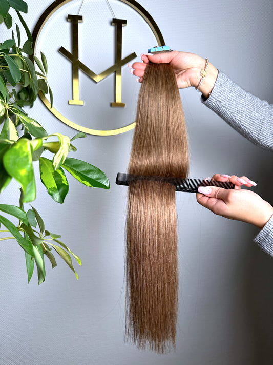 #5A KÜHLES HELLBRAUN  US WELLIGE TAPE EXTENSIONS 55CM ♡