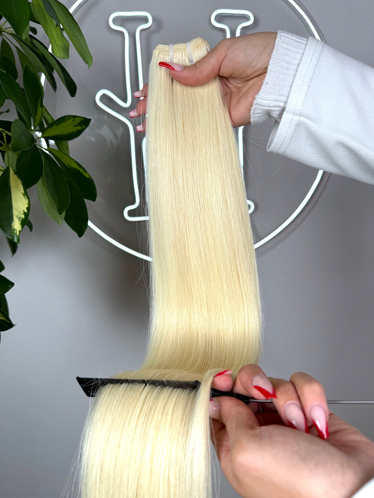 #60 PLATINBLONDE ECHTHAAR TRESSEN 65CM ♡