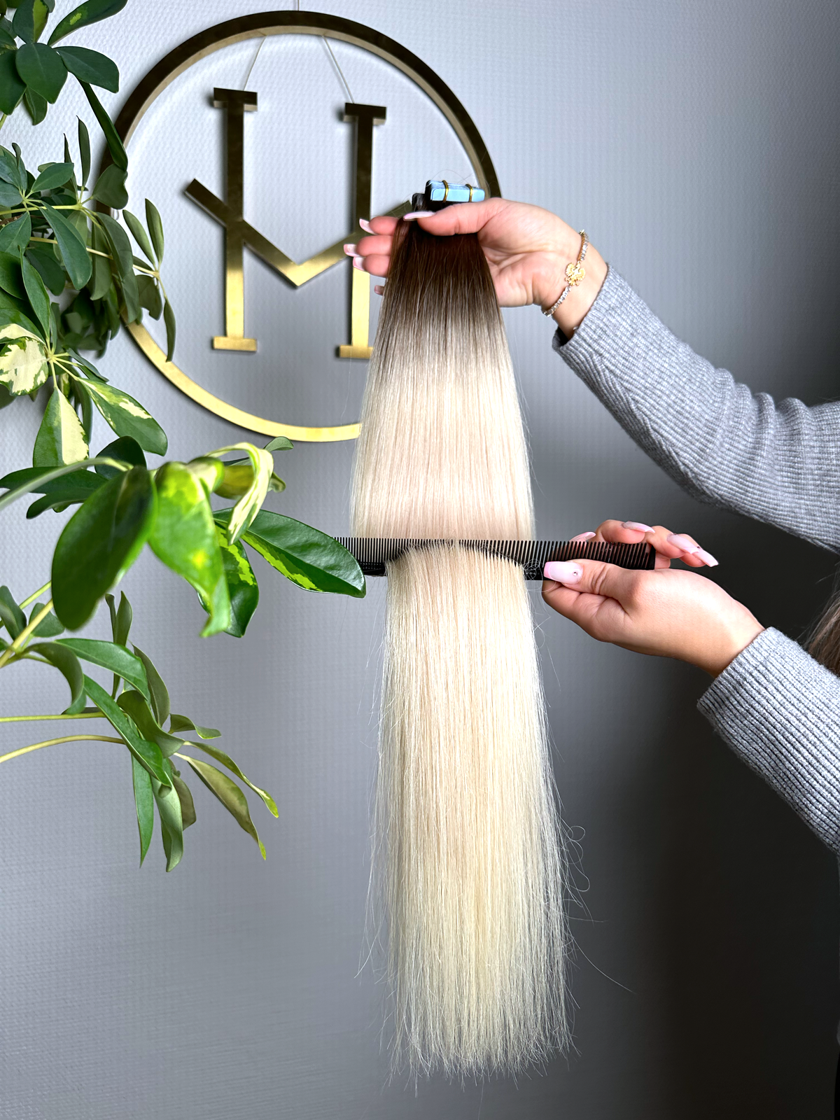 #3T-PEARL WHITE WEIßBLOND OMRBÉ TAPE EXTENSIONS 55CM ♡