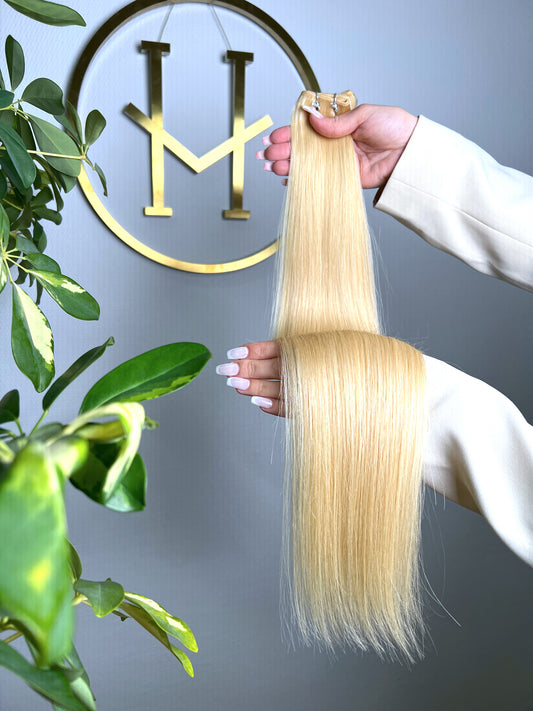 TRESSEN #BEACH BLOND LIGHTBLOND GOLD RU GLATT CLASSIC WEFT ♡