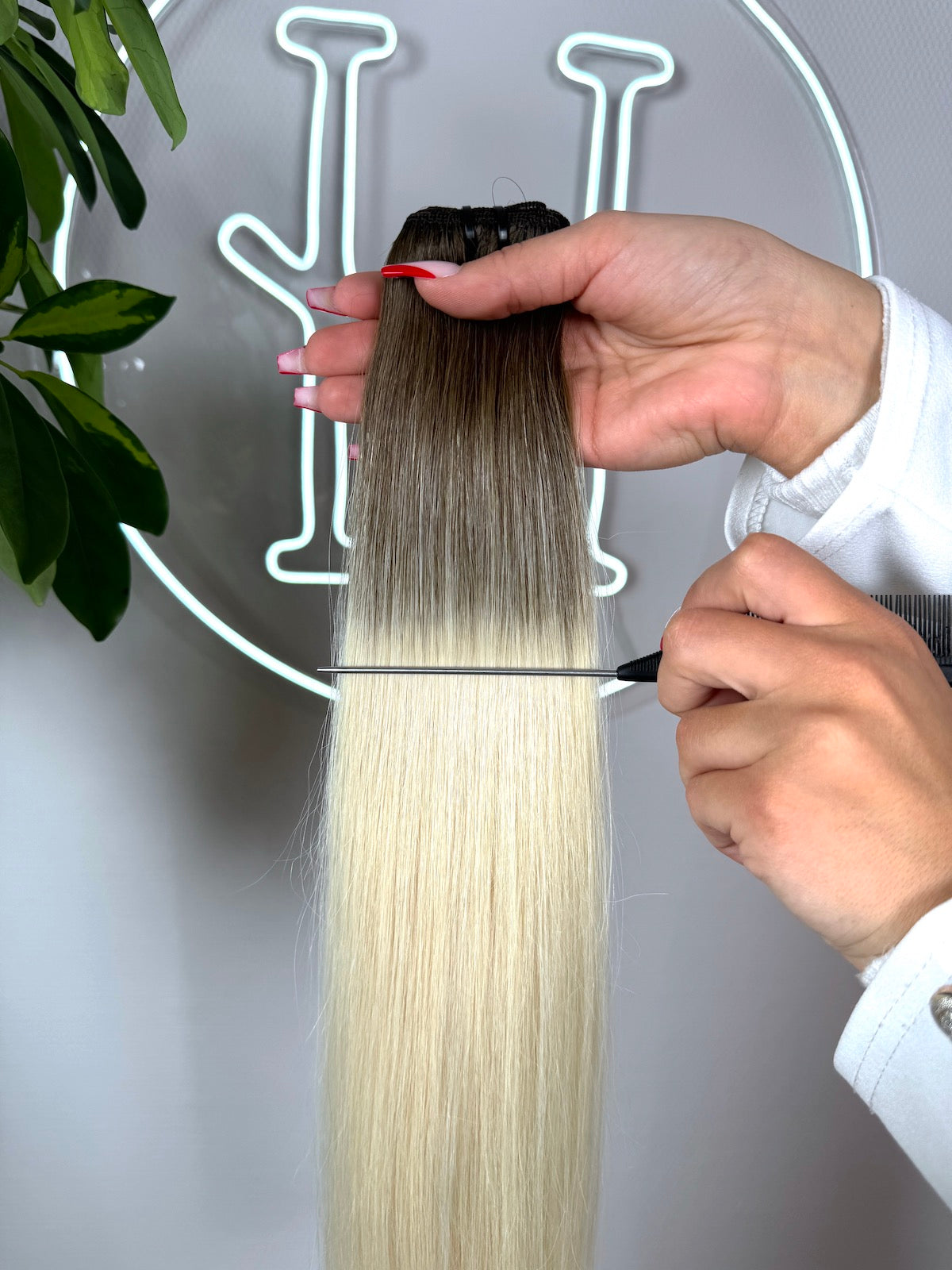 #3T-PEARL WHITE TRESSEN WEIßBLOND ECHTHAAR TRESSEN♡