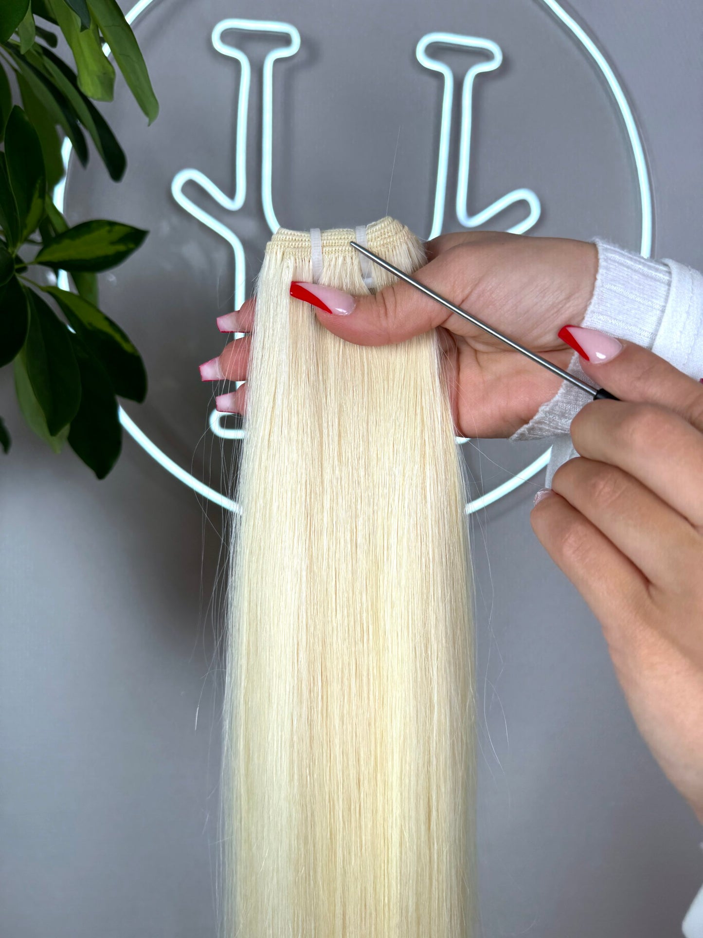#60 PLATINBLONDE ECHTHAAR TRESSEN 65CM ♡