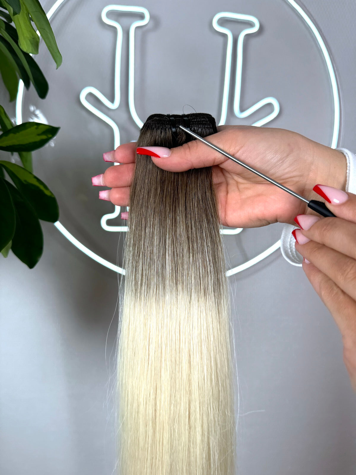 #3T-PEARL WHITE TRESSEN WEIßBLOND ECHTHAAR TRESSEN♡