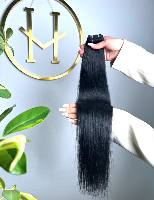 TRESSEN #EBONY TIEFSCHWARZ RU GLATT CLASSIC WEFT ♡