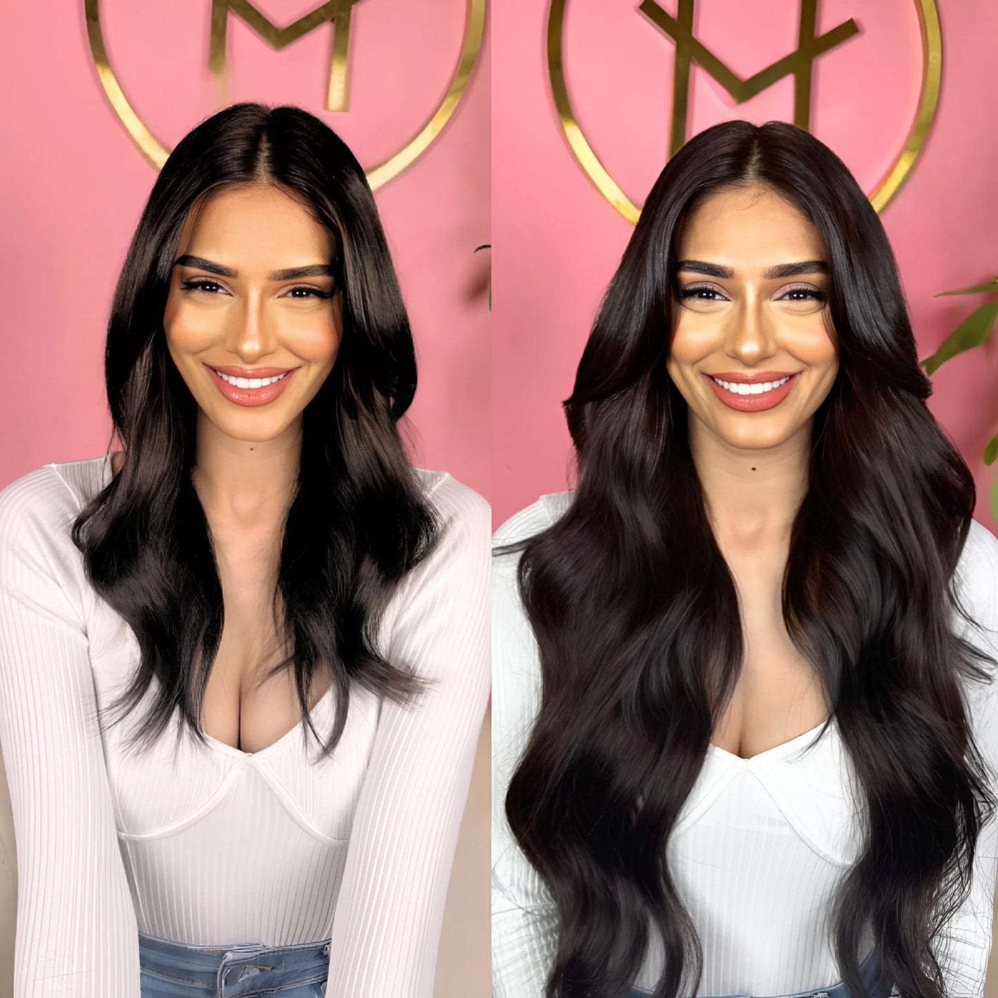 #FROSTY - INVISIBLE CLIP EXTENSIONS - GESTRÄHNTES MITTELBRAUN PEARL UND LICHTBLOND ASCH ♡
