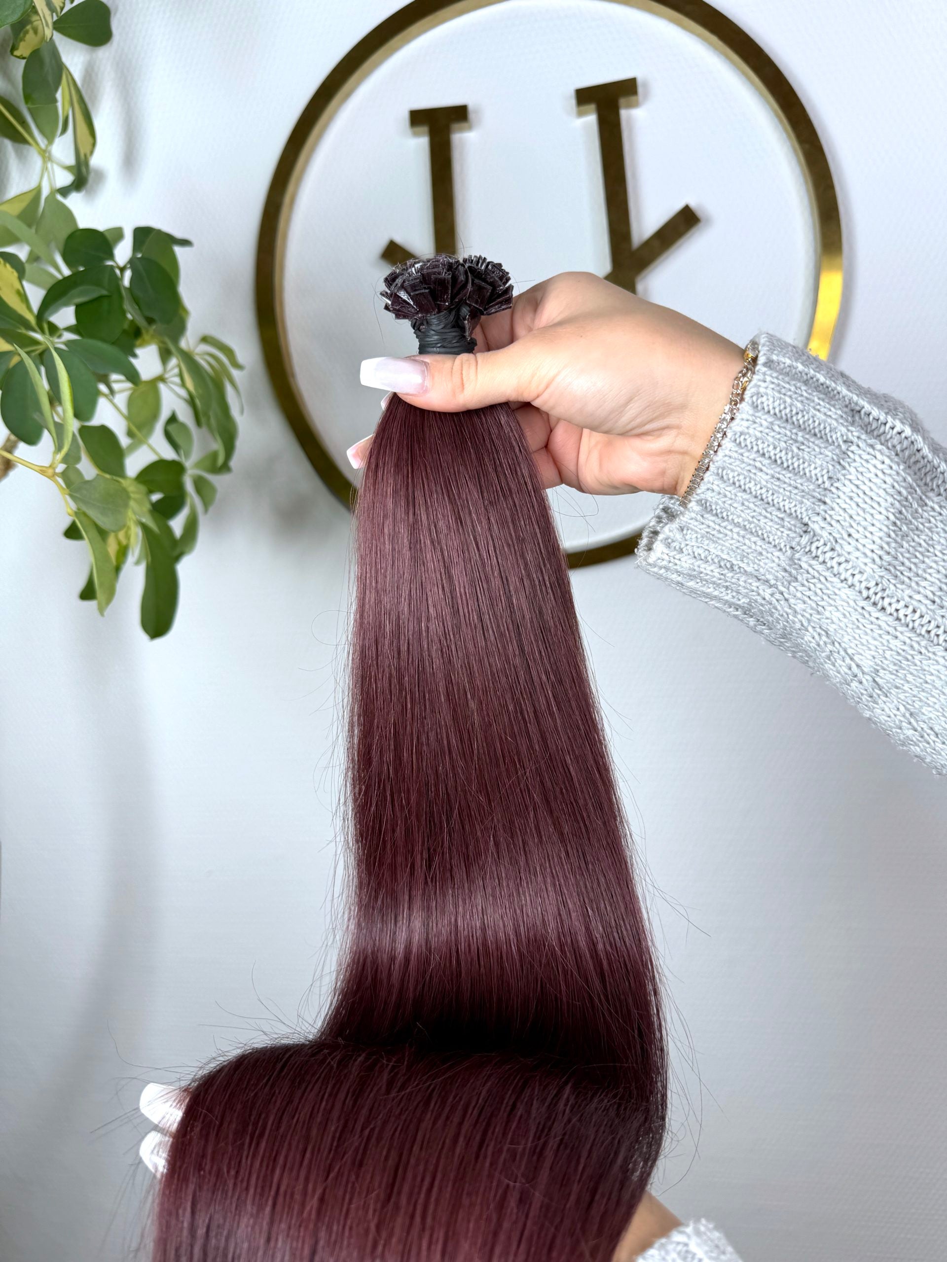 #99J DUNKEL KIRSCHE US WELLIGE KERATIN  BONDINGS  DUNKLE KIRSCHE 65CM ♡