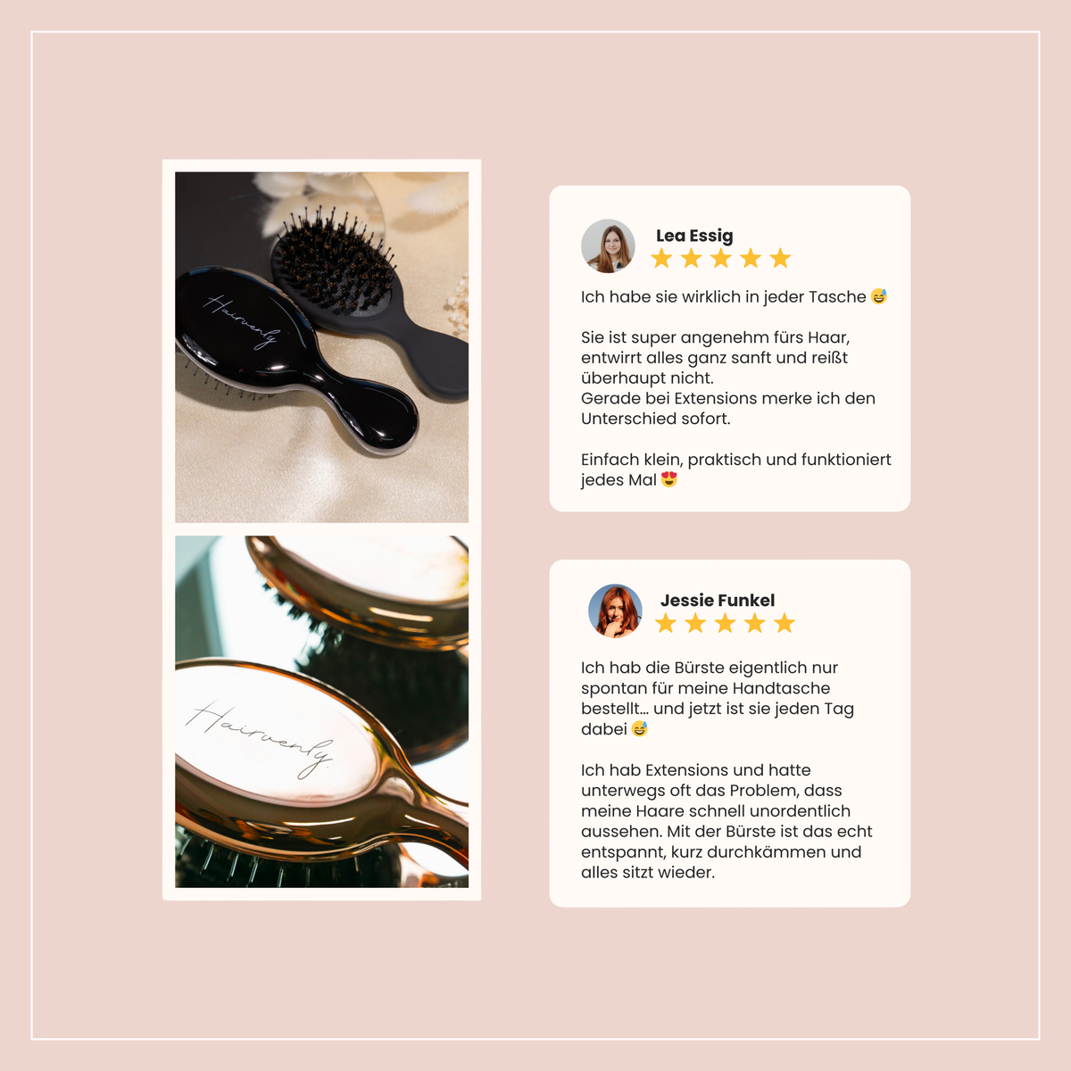 Mini Extensions Bürste Rosa für unterwegs – kompakt, schonend & Anti Frizz - Hairvenly Zubehör