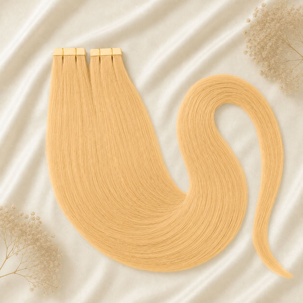 #10 Honigblond | Echthaar Tape Extensions 65 cm | US Wellig ♡