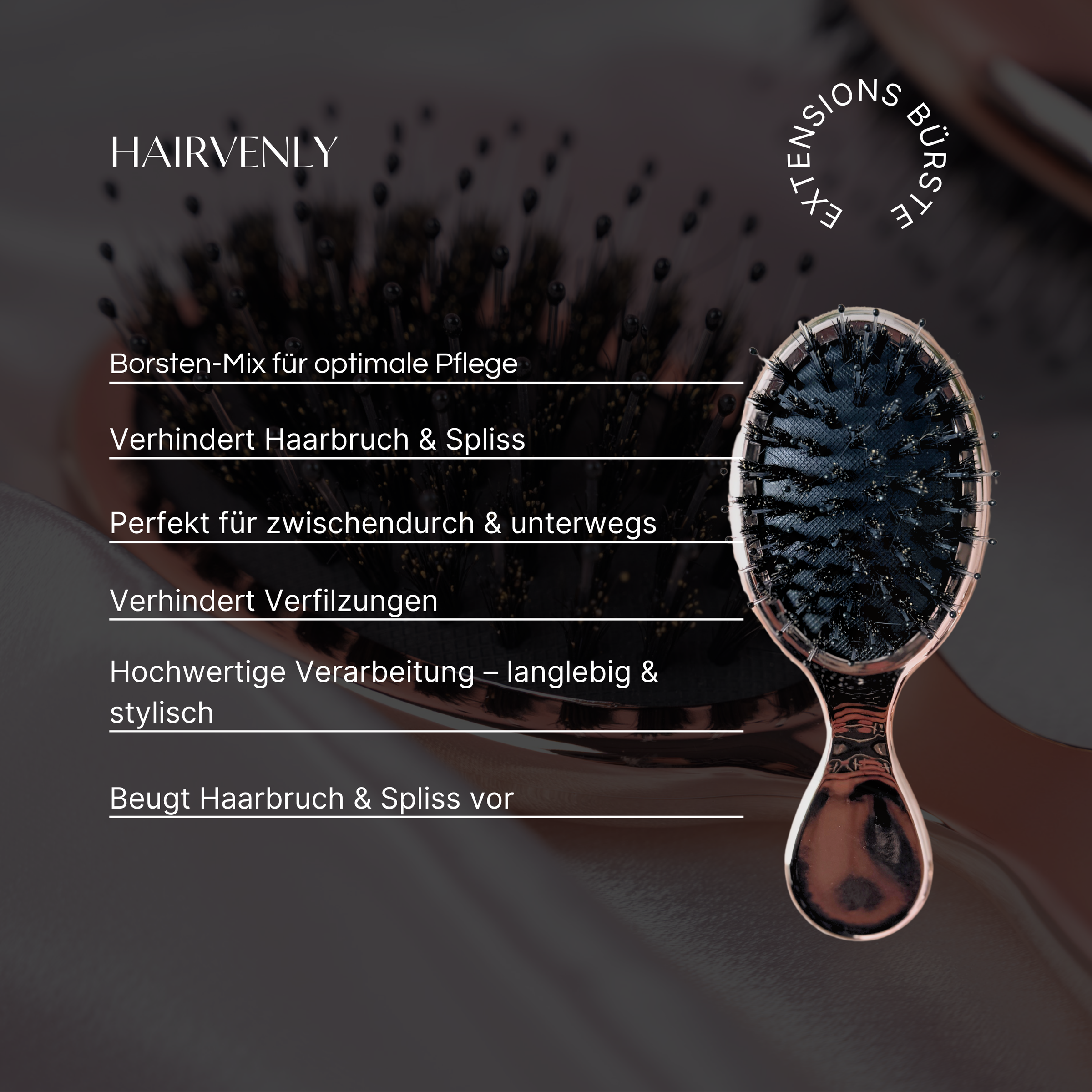 Mini Extensions Bürste Rosa für unterwegs – kompakt, schonend & Anti Frizz