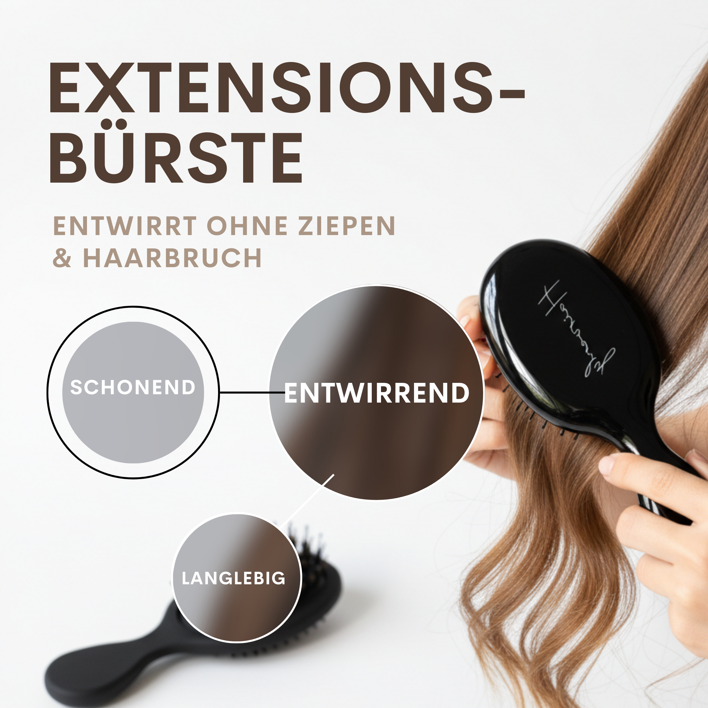 Mini Extensions Bürste für unterwegs Schwarz– kompakt, schonend & Anti Frizz