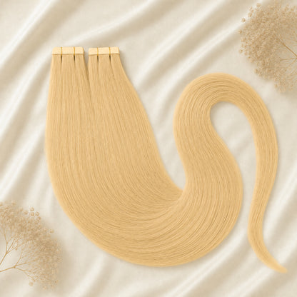 #27 Goldblond | Echthaar Tape Extensions 65 cm | US Wellig ♡