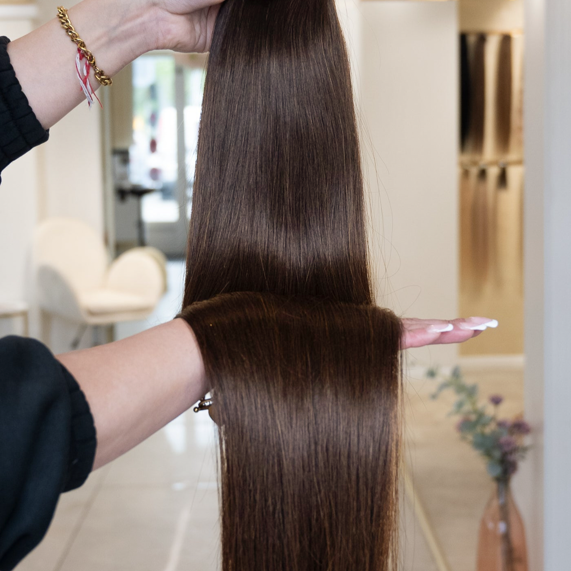 #2E DUNKELBRAUNE US WELLIGE TRESSEN ECHTHAAR GENIUS WEFT EXTENSIONS 65CM