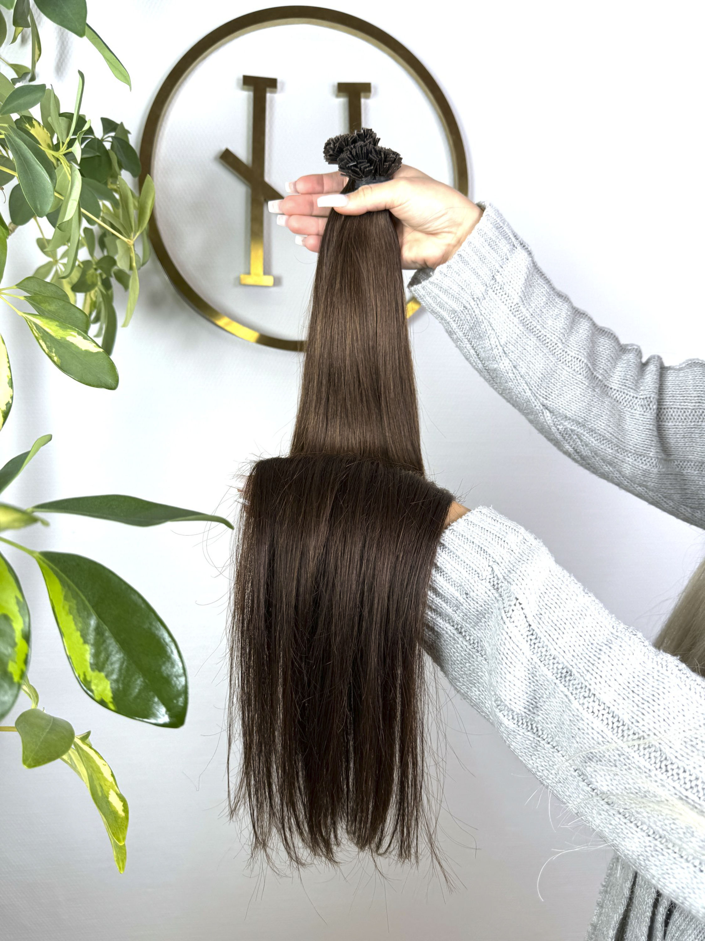 #2E DUNKELBRAUNE US WELLIGE KERATIN BONDINGS 65CM ♡