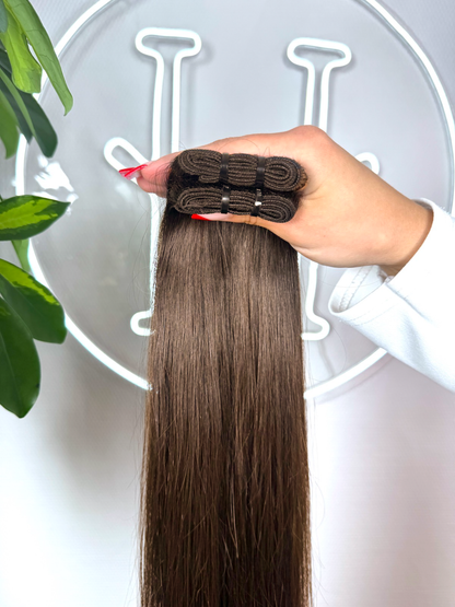 #2E DUNKELBRAUNE US WELLIGE TRESSEN CLASSIC ECHTHAAR  65CM ♡