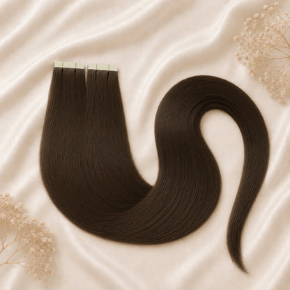 #3A Mittelbraun | Echthaar Tape Extensions 65 cm | US Wellig ♡