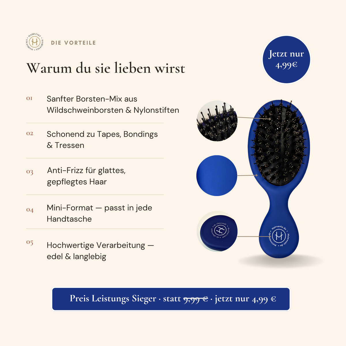 Mini Haarbürste für unterwegs | Hairvenly x Treatwell