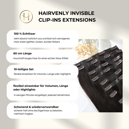 #EBONY - INVISIBLE CLIP EXTENSIONS - TIEFSCHWARZ ♡