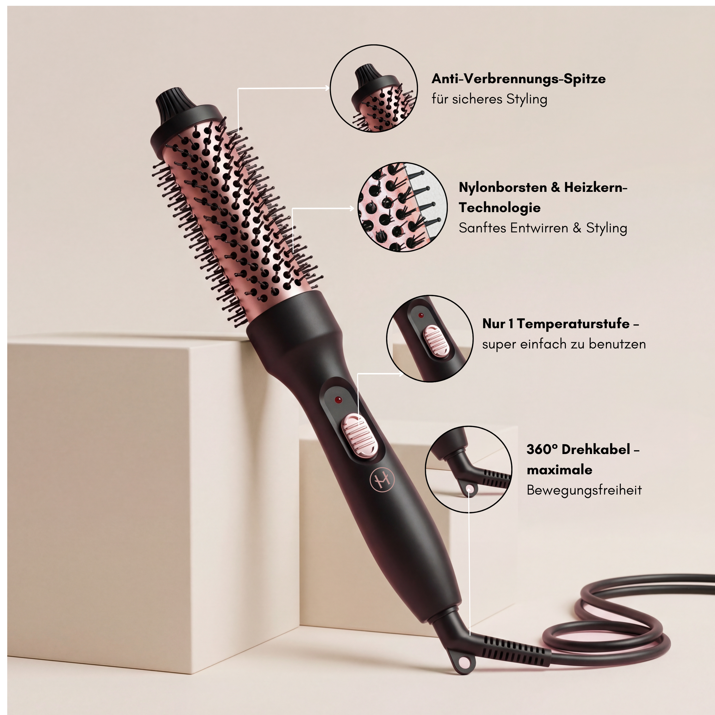 Hairvenly Extensions Thermobürste 3 in 1 – Styling, Glätten & Volumen