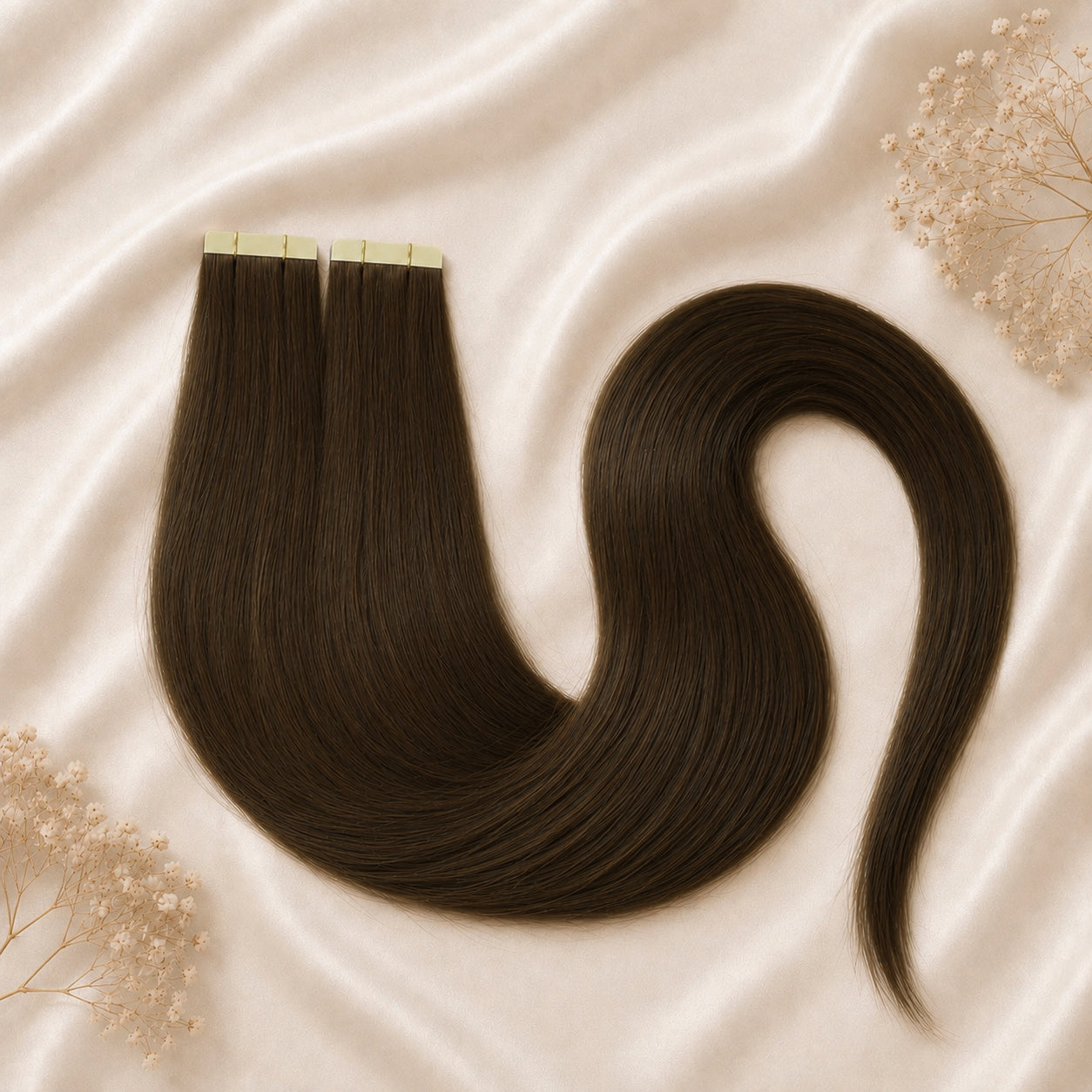 #4A MOKKABRAUNE  US WELLIGE TAPE EXTENSIONS 55CM ♡