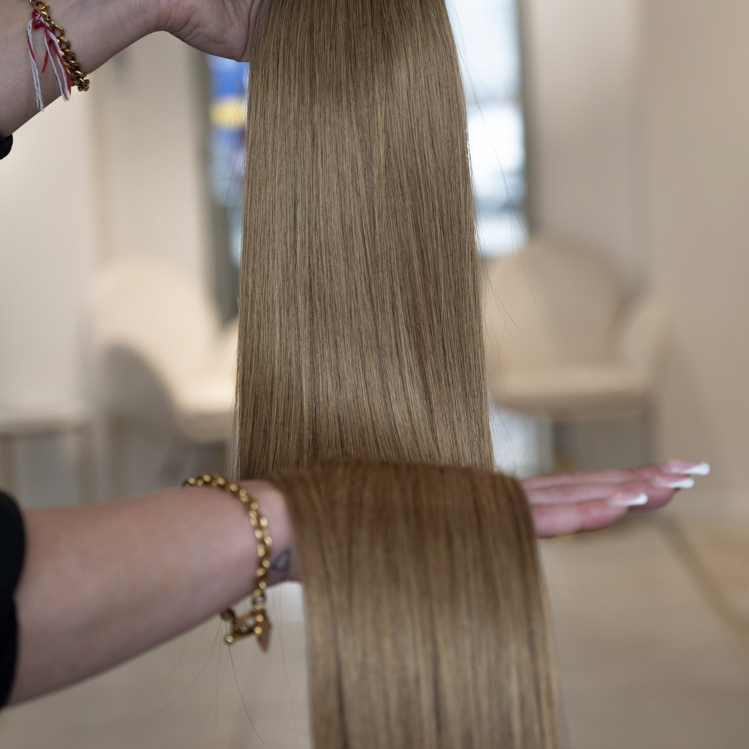 #5A HELLBRAUNE US WELLIGE TRESSEN ECHTHAAR GENIUS WEFT EXTENSIONS 65CM ♡