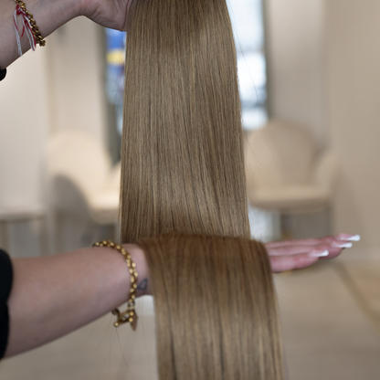 #5A HELLBRAUNE US WELLIGE TRESSEN ECHTHAAR GENIUS WEFT EXTENSIONS 65CM ♡