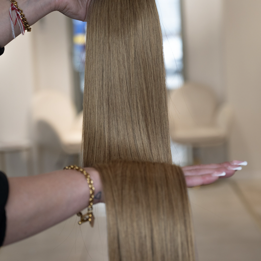 #5A HELLBRAUNE US WELLIGE TRESSEN ECHTHAAR GENIUS WEFT EXTENSIONS 65CM ♡