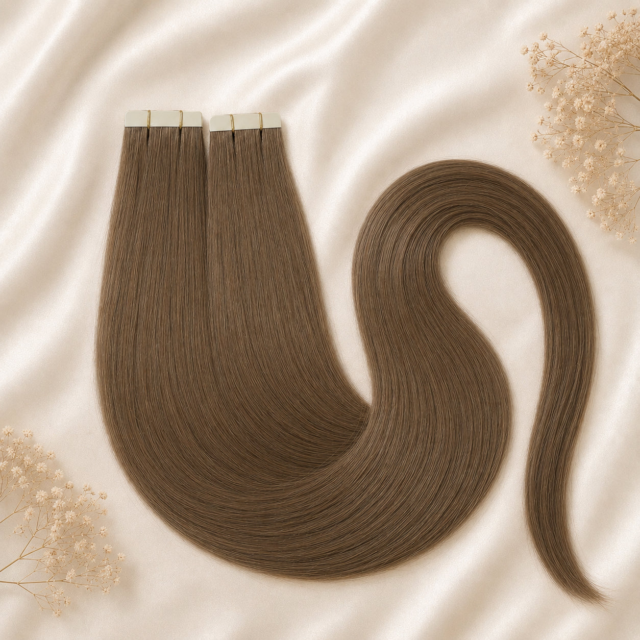 #5A Hellbraun | Echthaar Tape Extensions 55 cm | US Wellig ♡