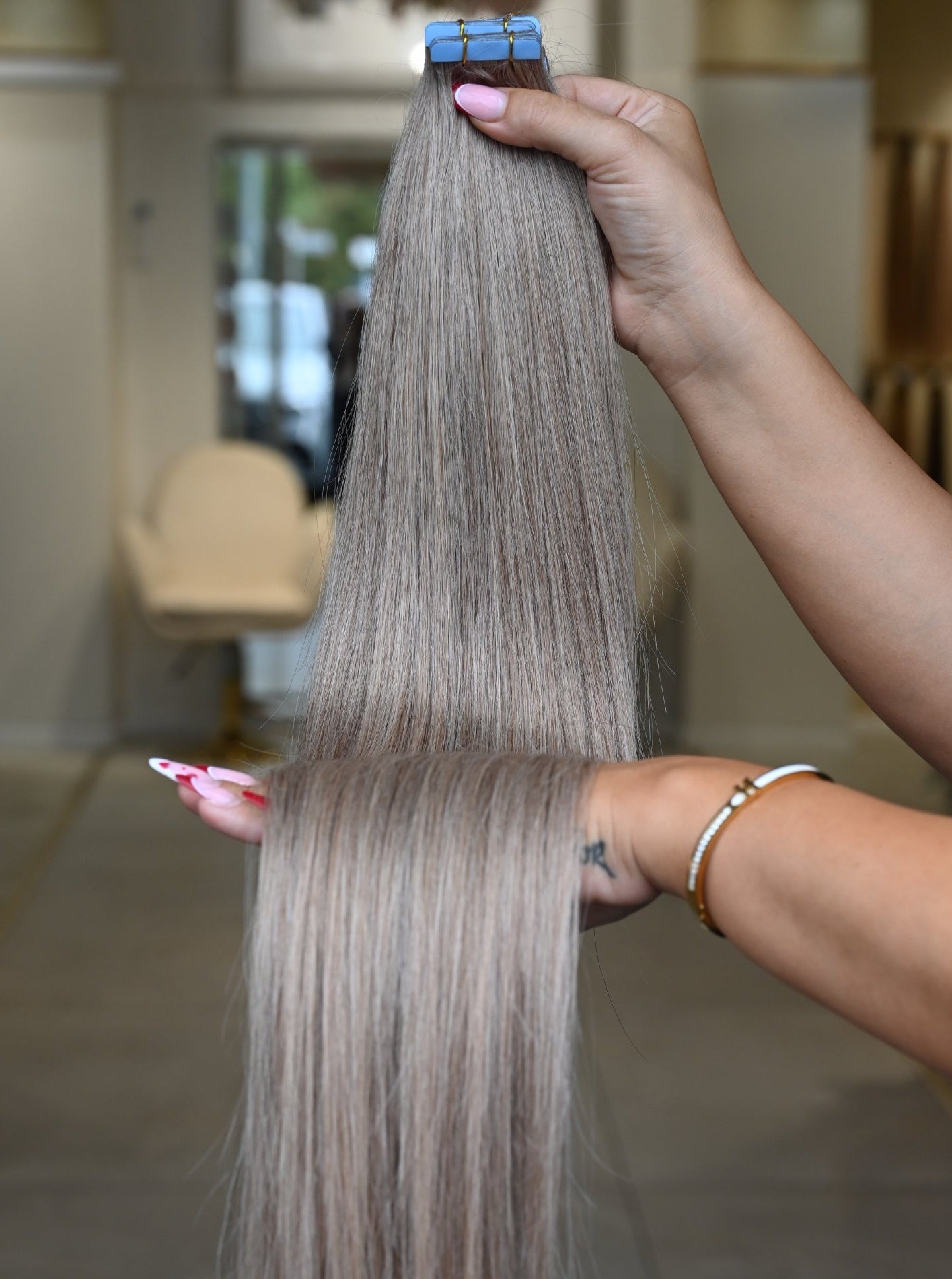 #5M/SILVER  US WELLIGE TAPE EXTENSIONS 65CM ♡