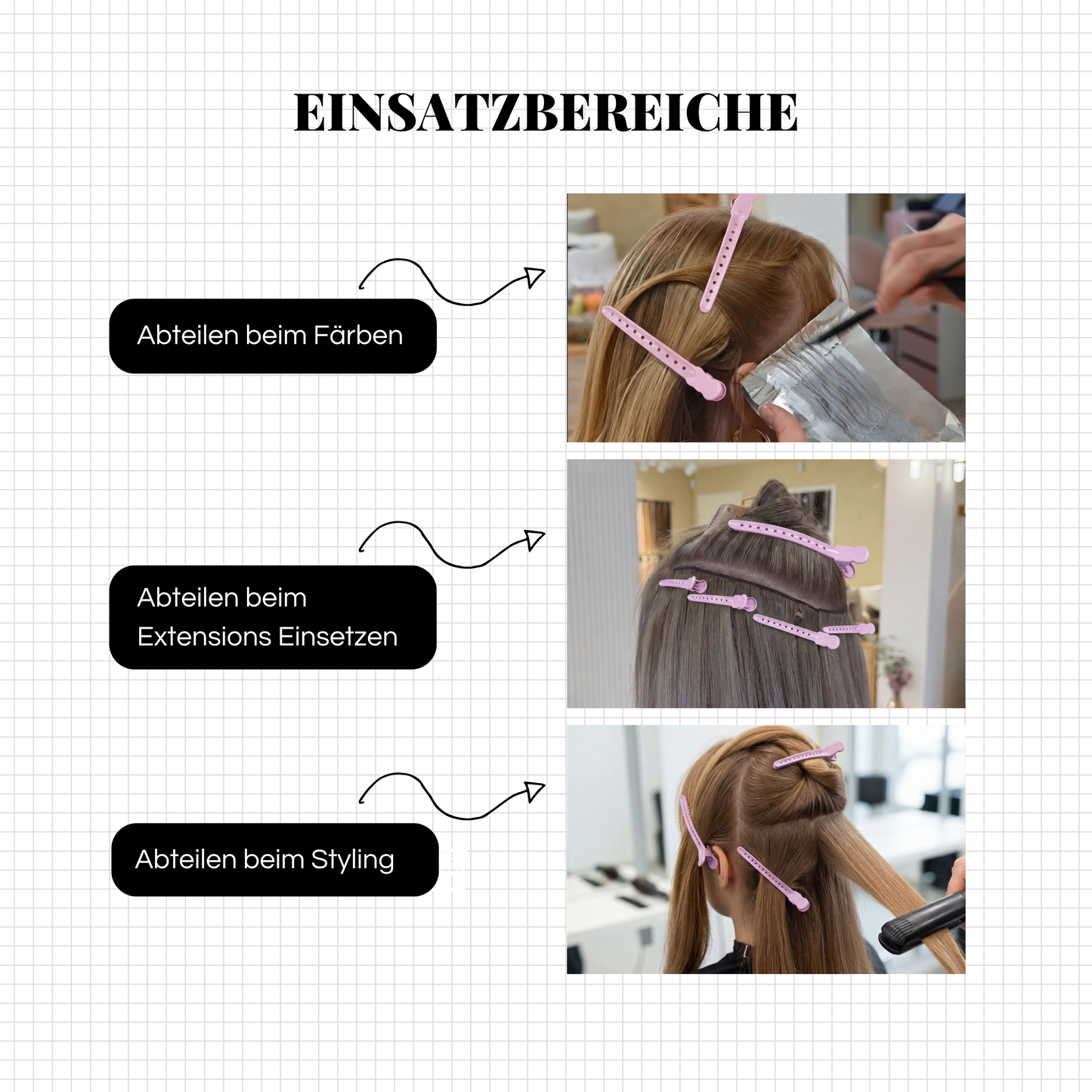 Abteilklammern Set (20 Stück) – Profi Halt für Extensions & Friseurarbeit