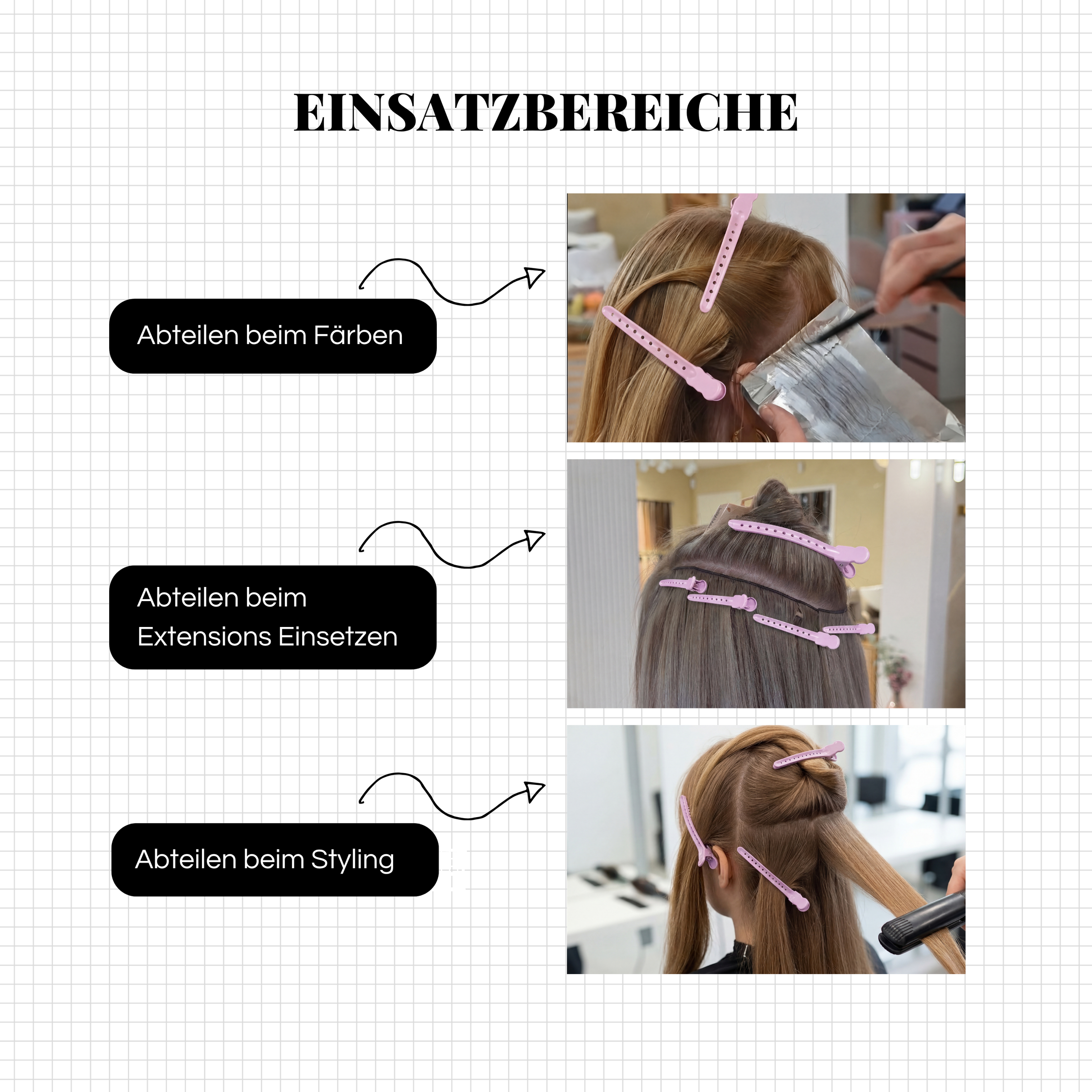 Abteilklammern Set (20 Stück) – Profi Halt für Extensions & Friseurarbeit