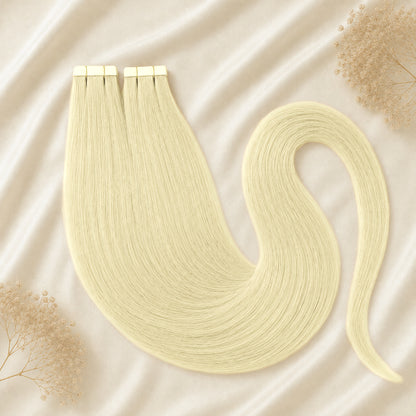 #60 Platinblond | Echthaar Tape Extensions 65 cm | US Wellig ♡