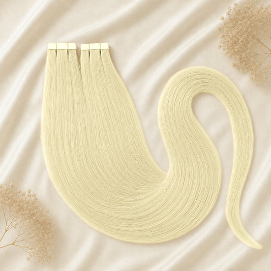 #60 Platinblond | Echthaar Tape Extensions 65 cm | US Wellig ♡