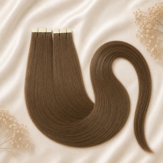 #6A Rehbraun | Echthaar Tape Extensions 65 cm | US Wellig ♡