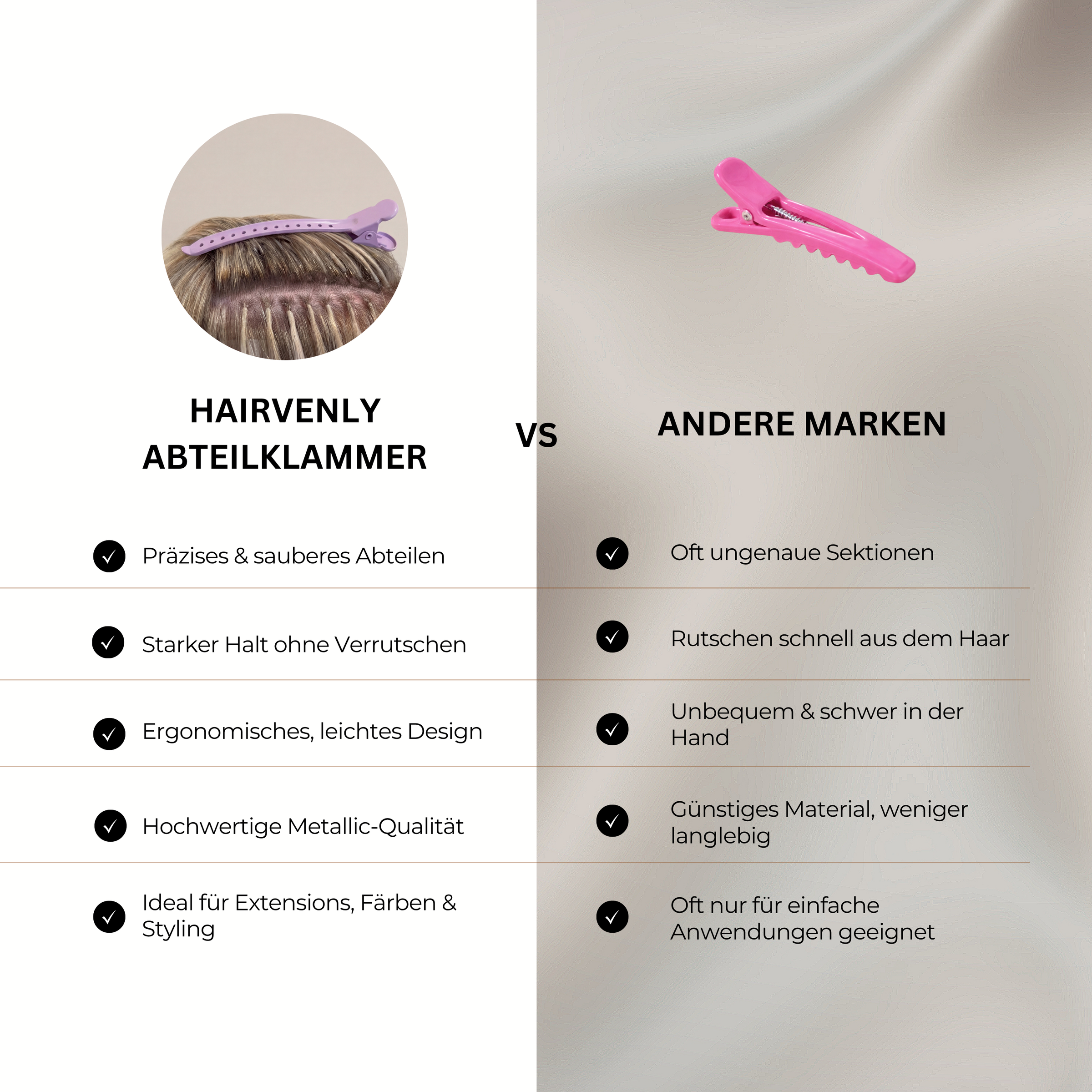 Abteilklammern Set (20 Stück) – Profi Halt für Extensions & Friseurarbeit