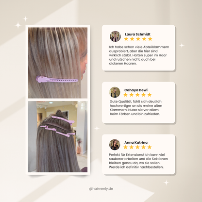 Abteilklammern Set (20 Stück) – Profi Halt für Extensions & Friseurarbeit