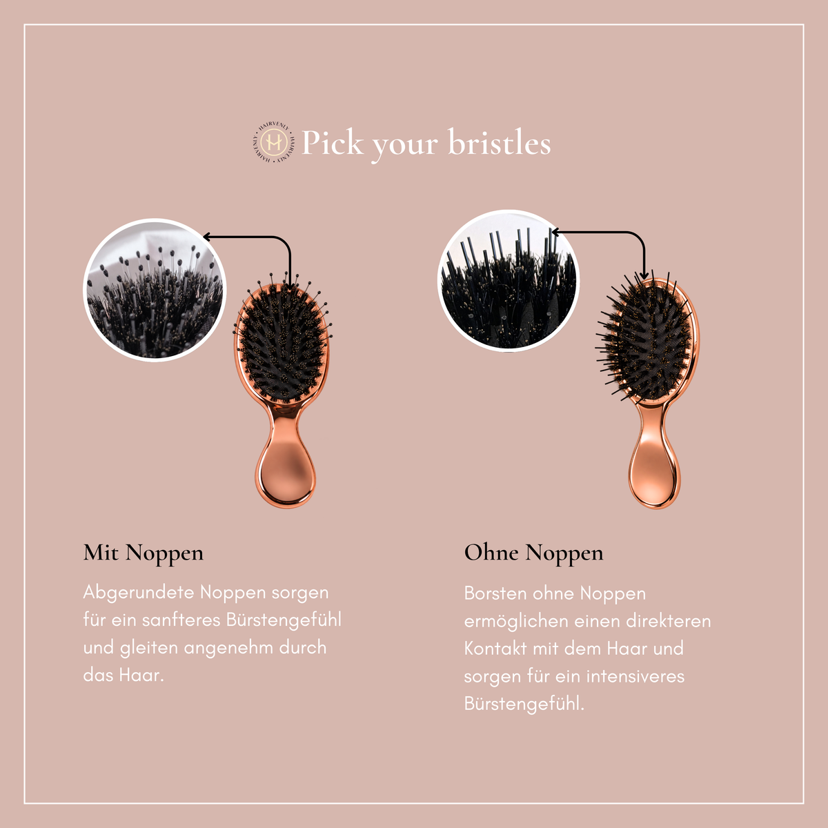 Mini Extensions Bürste Rosa für unterwegs – kompakt, schonend & Anti Frizz - Hairvenly Zubehör
