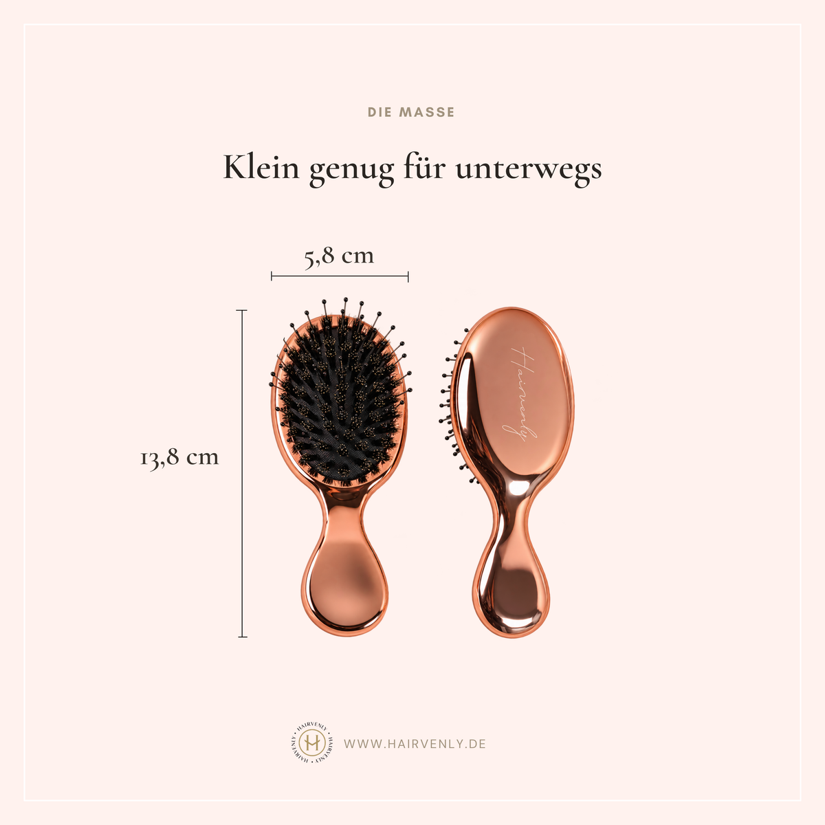 Mini Extensions Bürste Rosa für unterwegs – kompakt, schonend & Anti Frizz - Hairvenly Zubehör