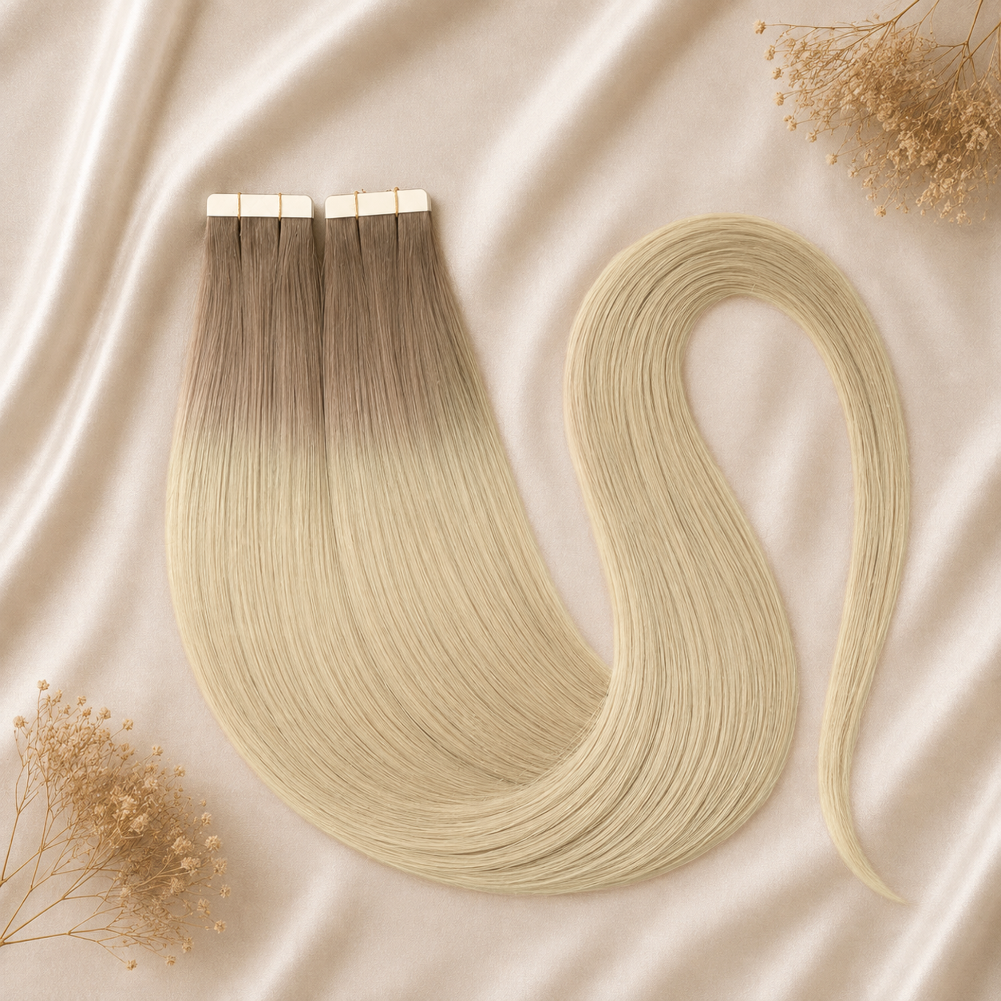 #Bergen Blond | Echthaar Tape Extensions 45 cm | US Wellig ♡