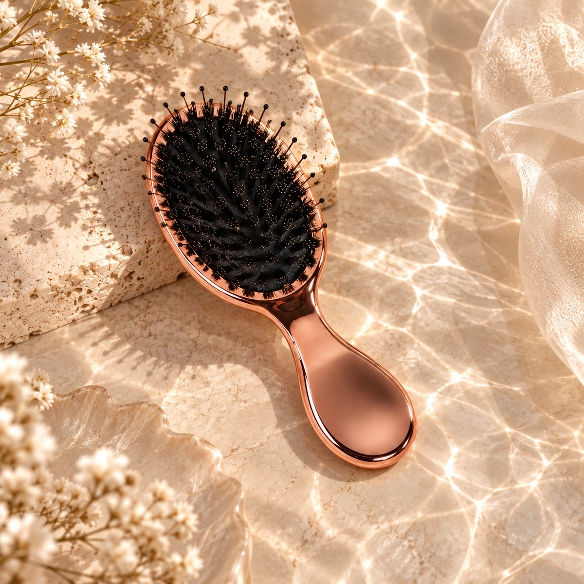Mini Extensions Bürste Rosa für unterwegs – kompakt, schonend & Anti Frizz - Hairvenly Zubehör