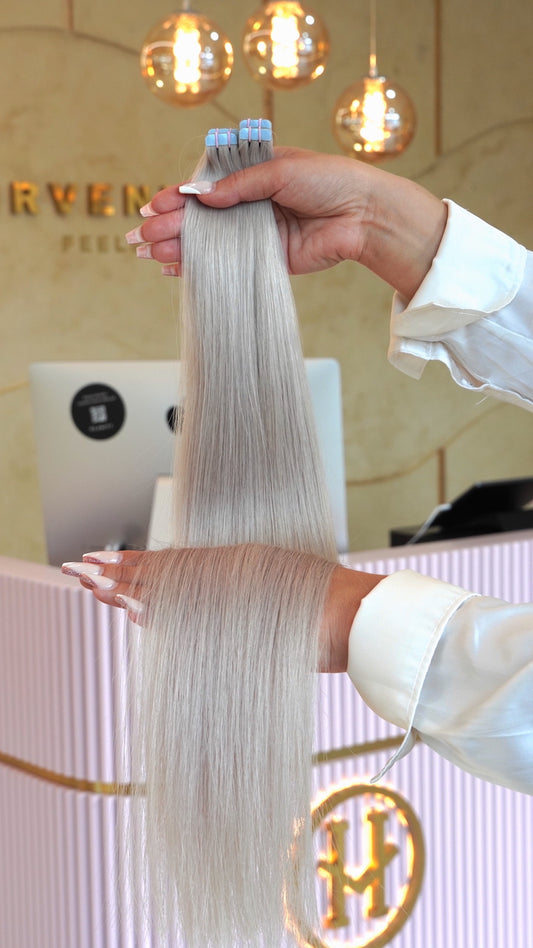 #SNOWY  MINI TAPE EXTENSIONS ♡