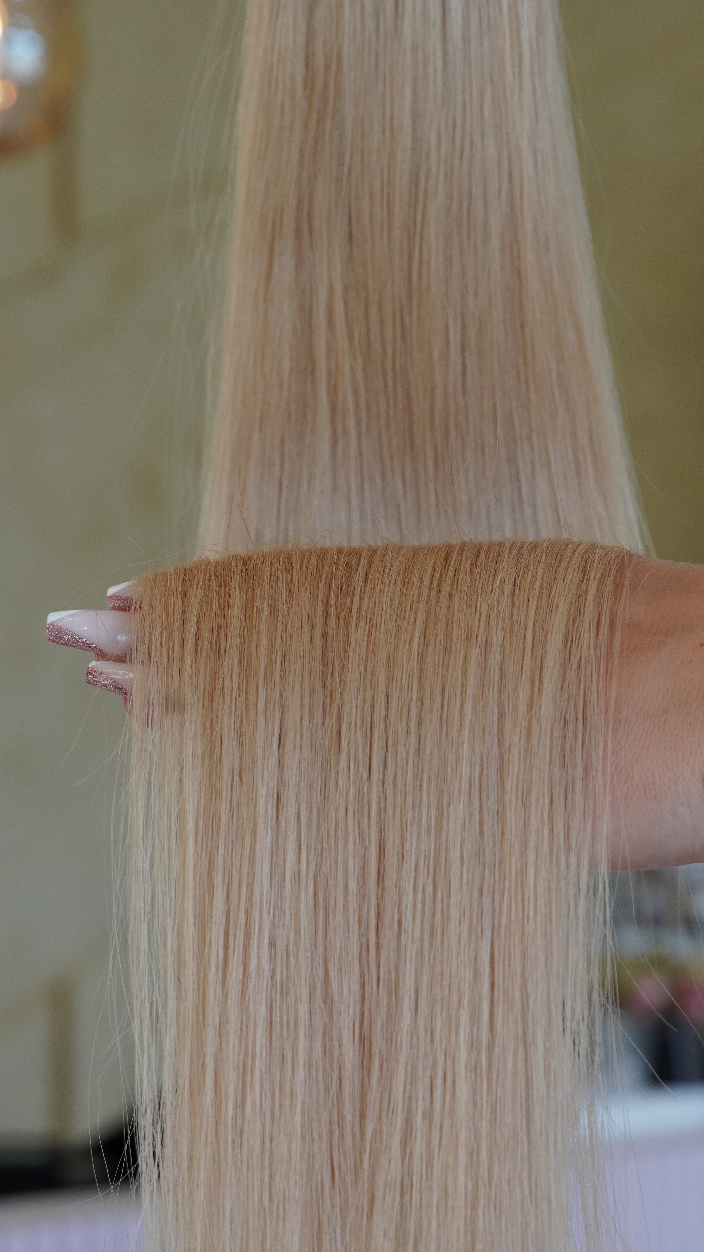 TRESSEN #CHAMPAGNE HELLBLOND GOLD RU GLATT CLASSIC WEFT ♡