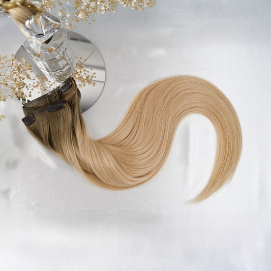 #DESERT - INVISIBLE CLIP EXTENSIONS - OMBRES HELLBRAUN UND HELLBLOND GOLD ♡