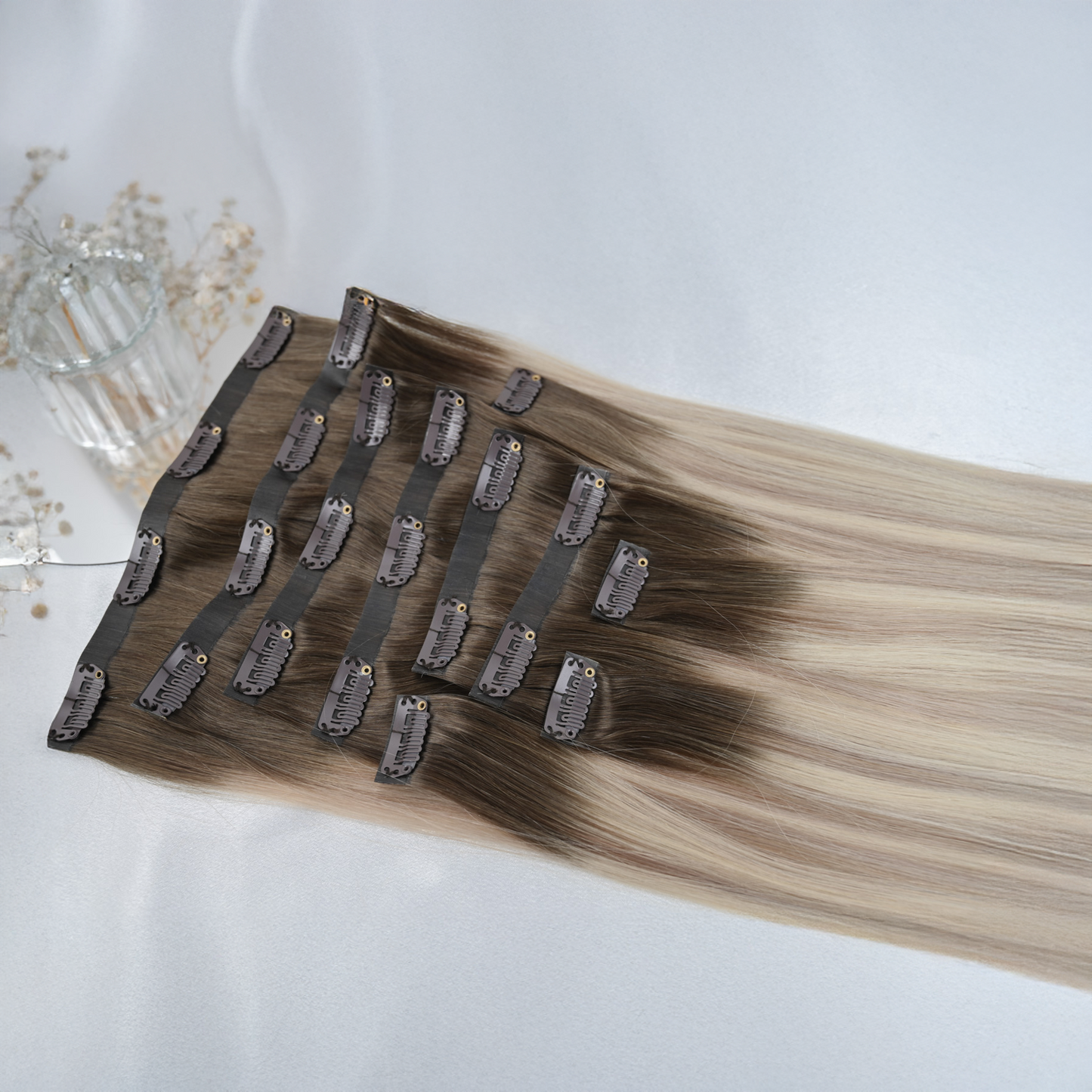 #COOL TONED - INVISIBLE CLIP EXTENSIONS - BALAYAGE MITTELASCHBRAUN ♡