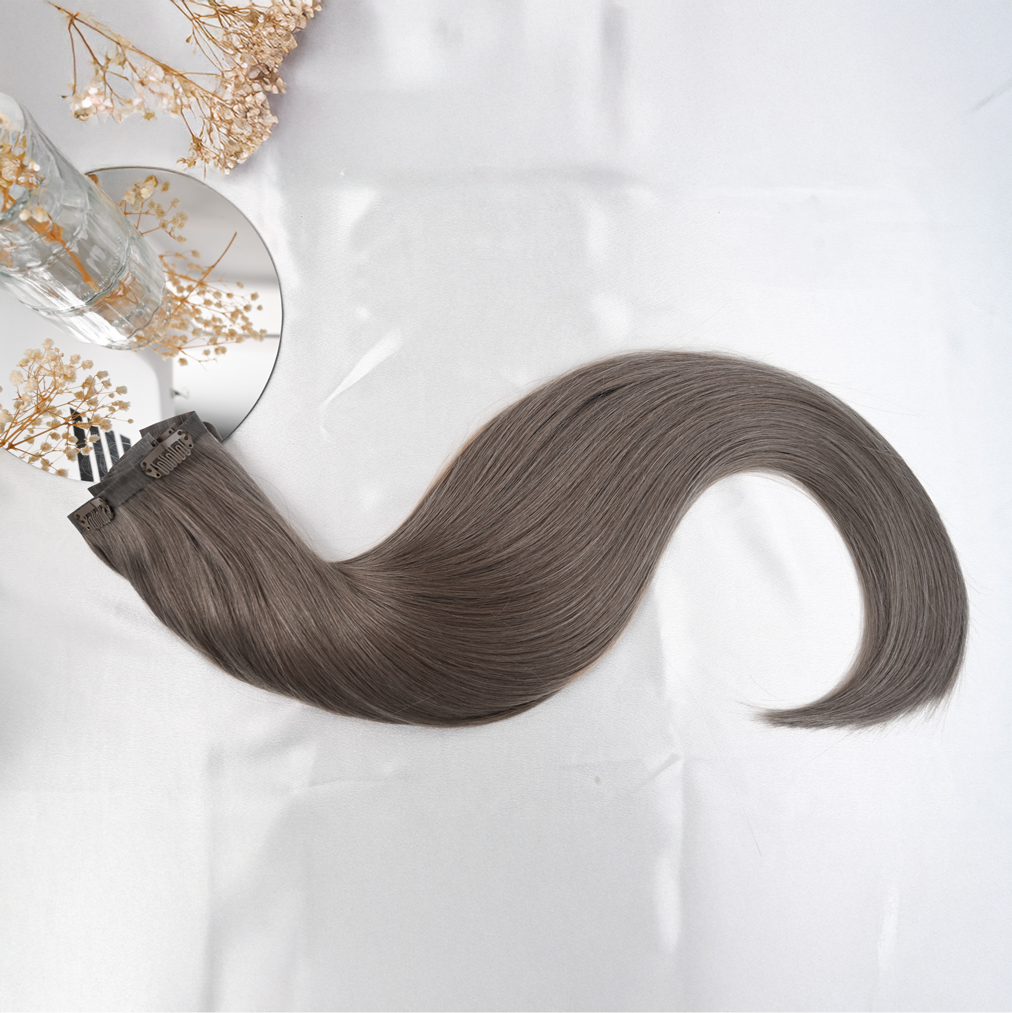 #CAPPUCCINO - INVISIBLE CLIP EXTENSIONS - DUNKELBLOND ASCH ♡