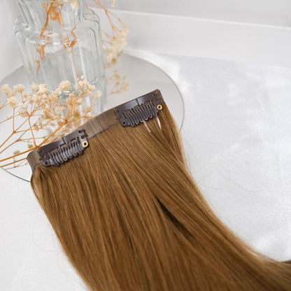 #GLOW - INVISIBLE CLIP EXTENSIONS - HELLBRAUN GOLD ♡