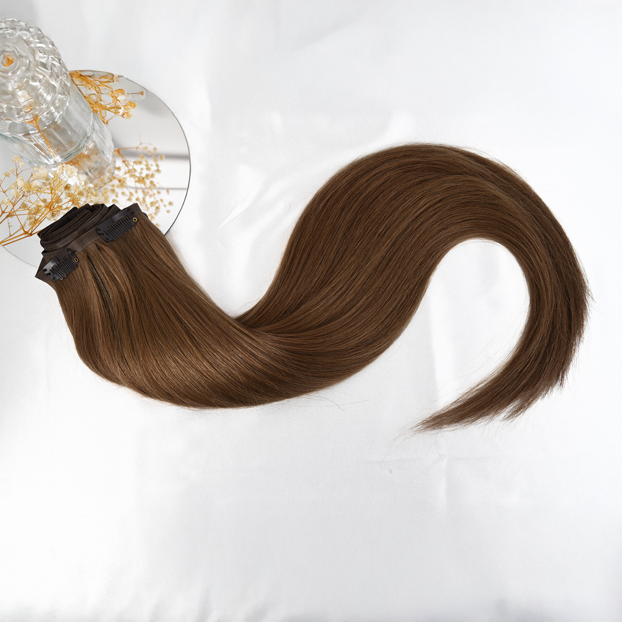 #GLOW - INVISIBLE CLIP EXTENSIONS - HELLBRAUN GOLD ♡
