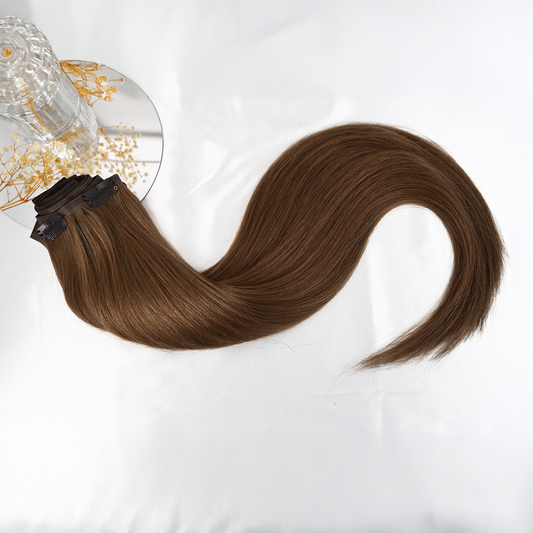 #GLOW - INVISIBLE CLIP EXTENSIONS - HELLBRAUN GOLD ♡