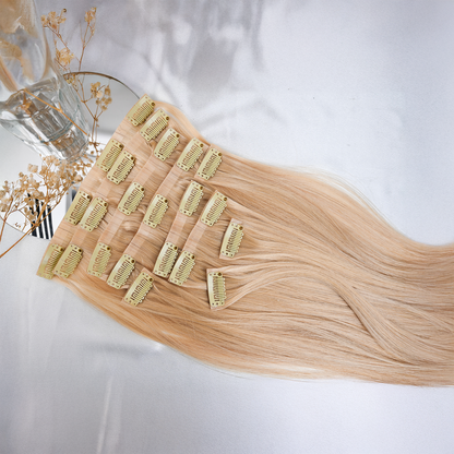 #CHAMPAGNE - INVISIBLE CLIP EXTENSIONS - HELLBLOND GOLD ♡