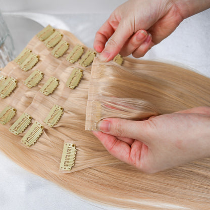 #CHAMPAGNE - INVISIBLE CLIP EXTENSIONS - HELLBLOND GOLD ♡