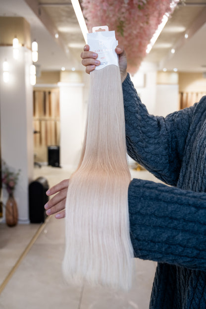 #PEARL WHITE GENIUS WEFT RUSSISCHES GLATTES HAAR  60CM ♡